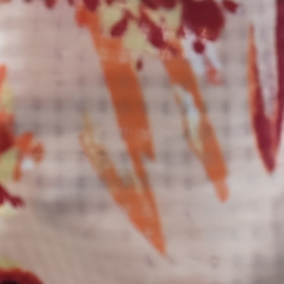 Pink Coral Burgundy Orange Abstract Floral & Check Shirt Roll Tab Sleeve - Picture 13 of 14